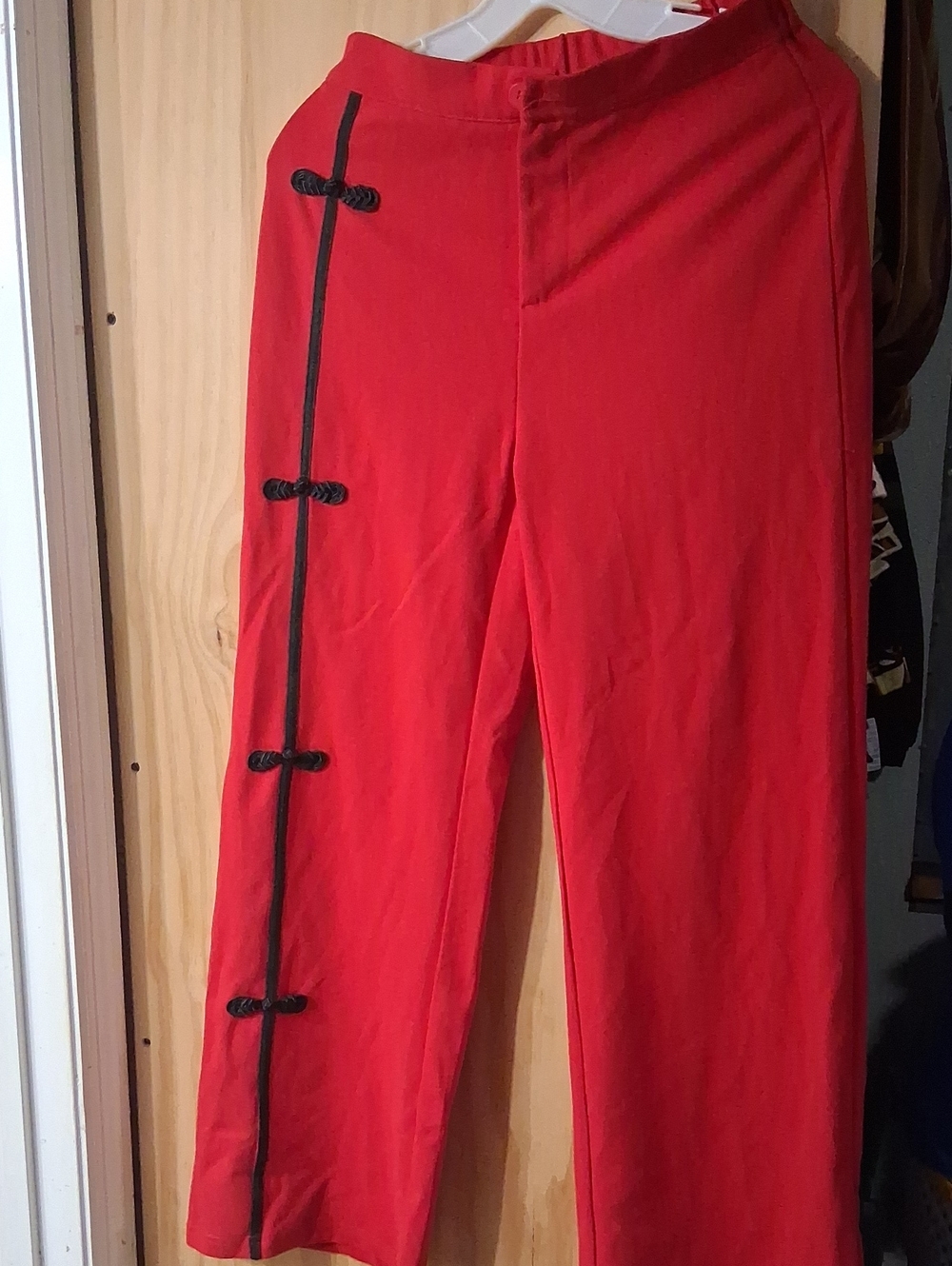 SHEIN Red Men’s Chinos with Black Side Braid